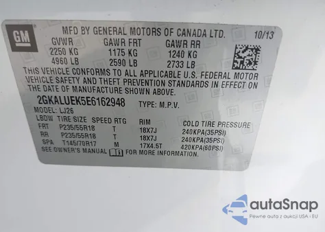 2014 GMC Terrain Denali from USA, damaged, VIN 2GKALUEK5E6162948